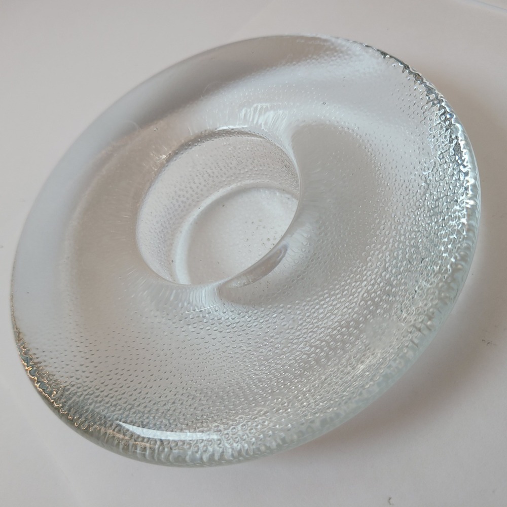 Iittala Kivi Vintage Candle Holder Clear Textured Glass Finnish Design 4.5"